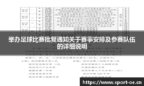 举办足球比赛批复通知关于赛事安排及参赛队伍的详细说明